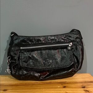 KIPLING black shiny nylon Syro crossbody bag